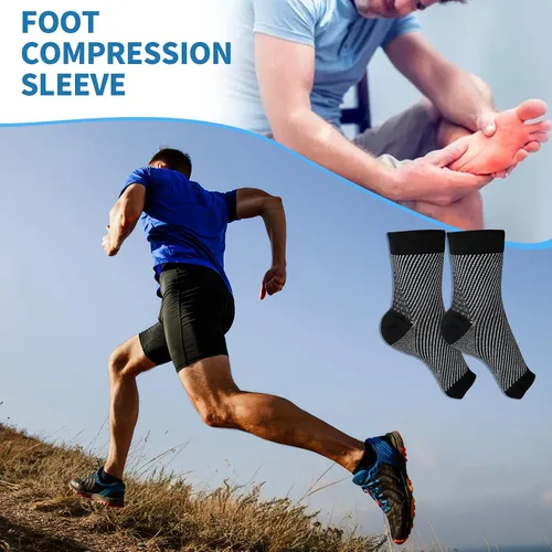Vista 6 de Calcetines de neuropatía para mujeres y hombres, calcetines de fascitis plantar, manga de compresión de tobillo, calcetines de alivio de tobillo