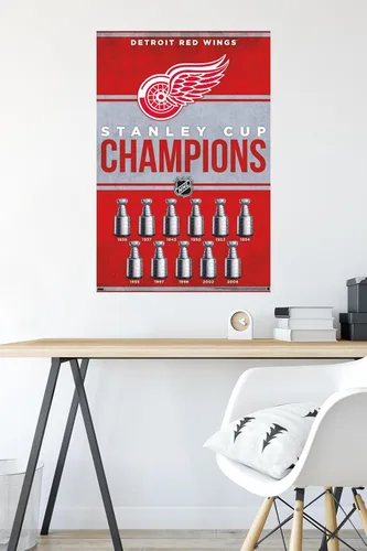 Vista 5 de Trends International NHL Detroit Red Wings - Póster de pared de Champions 23, 34 pulgadas de largo x 22.4 W, paquete de póster y montaje prémium