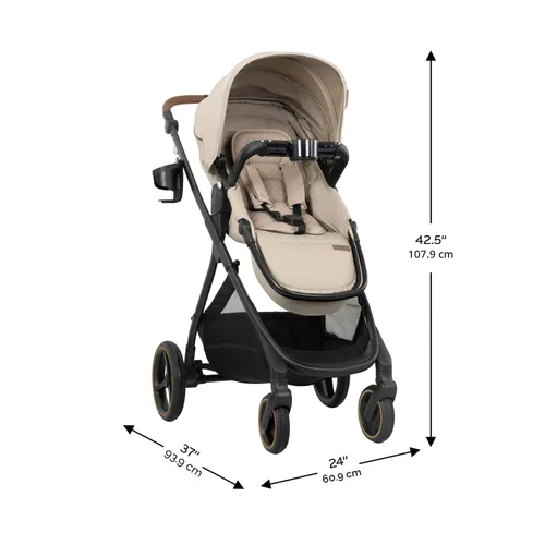 Vista 8 de Evenflo Shyft Intuiti+ - Cochecito con tela verde y suave (travertino)
