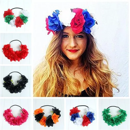 Vista 3 de Floral Fall F-53 vinchas para la cabeza estilo corona con flores hippie