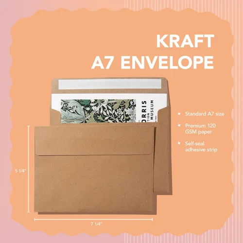 Vista 2 de Pack It Chic - Sobres de papel kraft A7 de 5 x 7 pulgadas (250 unidades) sobres autosellados para invitaciones de boda, tarjetas de salvar la fecha