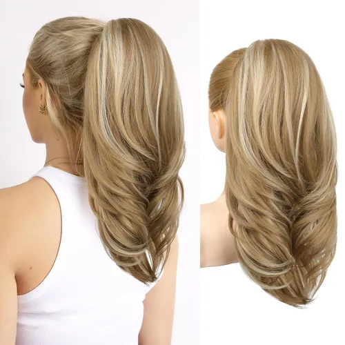 Vista 34 de SEIKEA Extensión versátil de cola de caballo con cordón, 18 pulgadas de largo, ondulado, con clip de varias capas, extensiones de cabello de cola