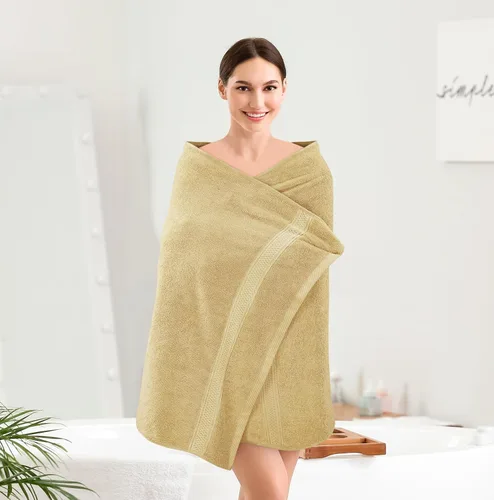Vista 6 de Toallas de baño de algodón de lujo de 700 GSM (4 unidades, 27 x 54 pulgadas) por Utopia, Beige