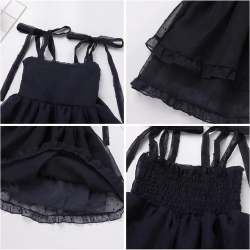 Vista 4 de Vestido de tul de verano para niña pequeña, vestido floral de fiesta de cumpleaños, vestido de boda para niña de las flores, vestido casual