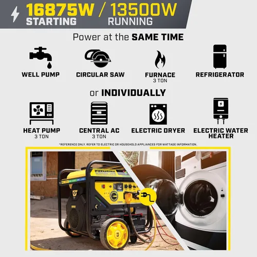 Vista 5 de Champion - Generador portátil de 16,875 vatios de arranque eléctrico