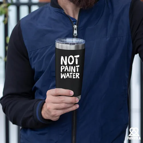 Vista 7 de Vaso de acero inoxidable 304 con aislamiento al vacío, regalo para artistas, regalo de artista con diseño de pintor de agua, regalo divertido