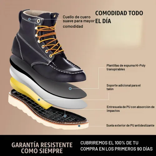 Vista 3 de EverBoots - Botas de trabajo para hombre, botas de cuero EverFit ligeras, cómodas, antideslizantes y con absorción de golpes, grano de aceite suave