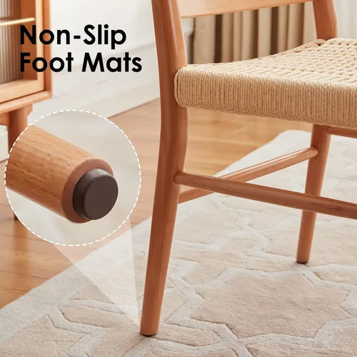 Vista 6 de Stary Sillas de comedor de madera de la rota con el asiento tejido cómodo, totalmente montadas Naturaleza - Conjunto de 4