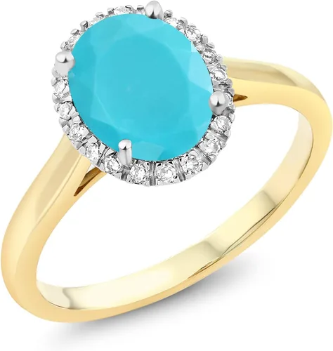 Vista 44 de Gem Stone King Anillo de compromiso ovalado de oro amarillo de 10 quilates con piedra natal y halo de diamantes Ovalado de 0.354 x 0.276 in