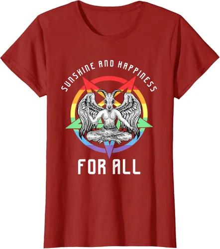 Vista 49 de Funny Sunshine and Happiness for All LGBT Gay Pride Baphomet Camiseta Negro