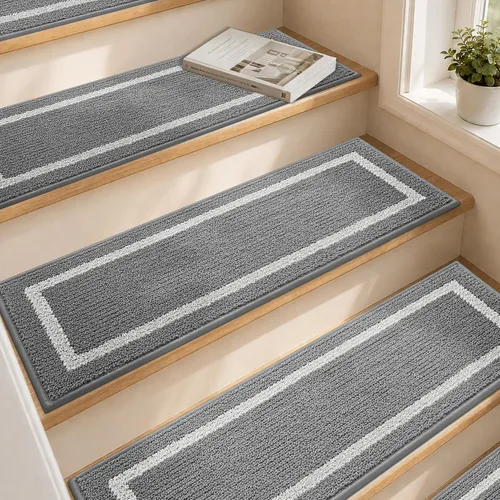 Vista 12 de COSY HOMEER Alfombra para Rellano de Escalera 30x30 Pulgadas, Alfombra Cuadrada Antideslizante para Escalones de Madera Interior, Poliéster Lavable