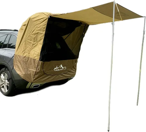 Vista 7 de Tienda de campaña para portón trasero para automóvil, toldo para auto, protección solar, impermeable, a prueba de rayos UV, para SUV, camping Negro