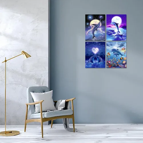Vista 2 de Muzagroo Art Paquete de 4 Kits de Pinturas de Diamantes para Adultos Arte de Diamantes 5D DIY con Diamantes Redondos de Perforación Completa