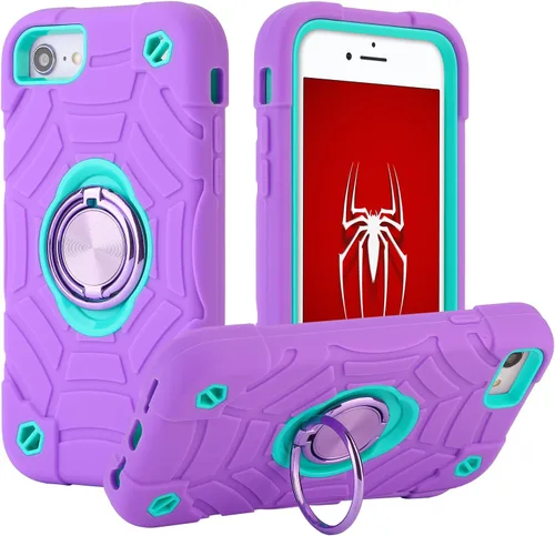 Vista 11 de Funda para iPhone SE de 3ª/2ª generación, iPhone 8/7/6/6S con soporte (no para modelos de tamaño grande), funda híbrida a prueba de golpes de Negro