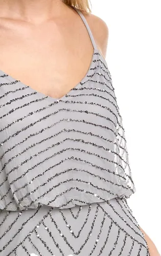 Vista 3 de Adrianna Papell Vestido tipo blusón con cuentas Art Deco para mujer