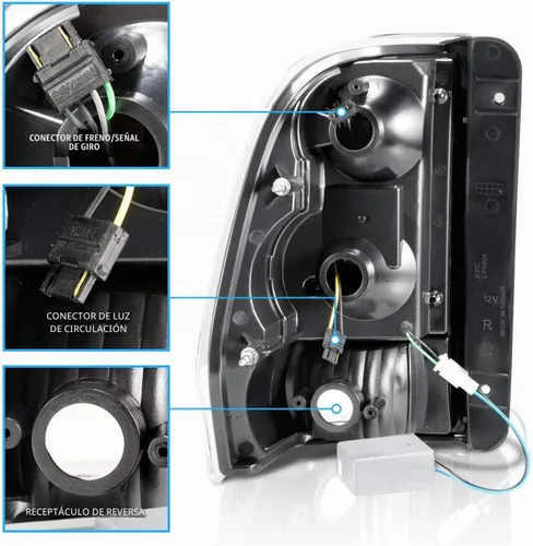 Vista 6 de AmeriLite Par de luces traseras de tubo LED tipo C para Chevy Trailblazer/EXT 2002-2009 - Lado del conductor y del pasajero