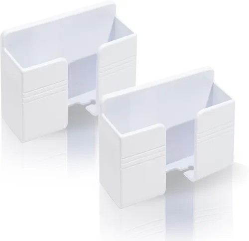 Vista 9 de 2 soportes de pared para teléfono con almohadillas adhesivas, soporte para teléfono con orificio de recepción de cable de datos, caja de Negro