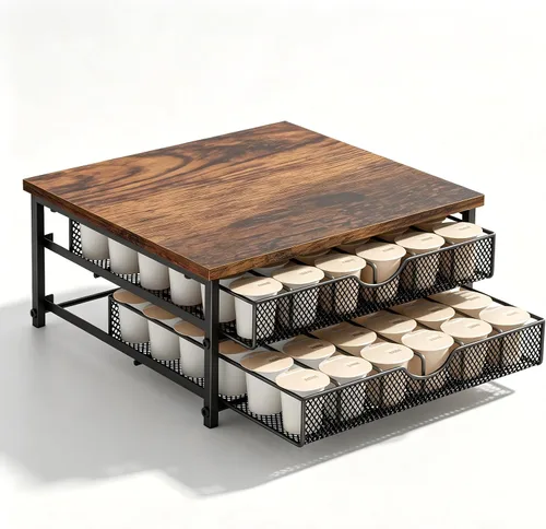 Vista 3 de Soporte para cápsulas de café para mostrador, cajón de cápsulas de café Soporte para tazas K de 72 capacidades, cestas deslizantes, almacenamiento