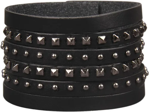 Vista 64 de Jeilwiy Pulseras de cuero punk para hombres, pulseras hechas a mano, brazalete ancho, joyería trenzada, color negro y marrón, ajustable, regalos