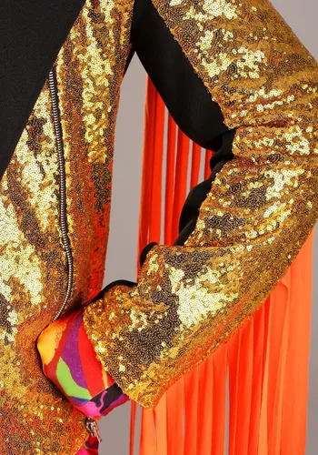 Vista 8 de WWE - Disfraz de hombre macho Randy Savage para hombre, disfraz de luchador de Halloween, sombrero de vaquero de lentejuelas, guantes sin dedos