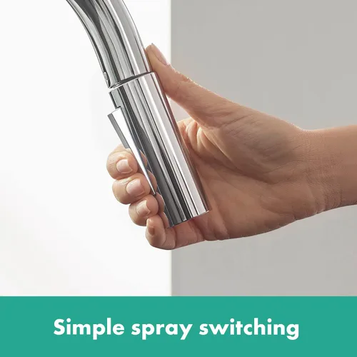 Vista 3 de Hansgrohe Metropol - Grifo de cocina para baño individual empotrado con palanca, color negro mate 240 con rociador extraíble y rango giratorio