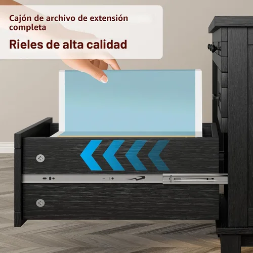 Vista 6 de GarveeHome Escritorio ejecutivo de granja con cajones, escritorio de oficina en casa de 53.54 pulgadas con estación de carga, escritorio de madera