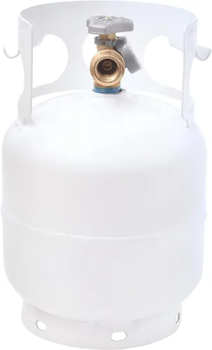 Vista 3 de Flame King Tanque de propano de 5 libras con medidor y soporte para parrillas, barbacoas, camping, pesca, actividades al aire libre
