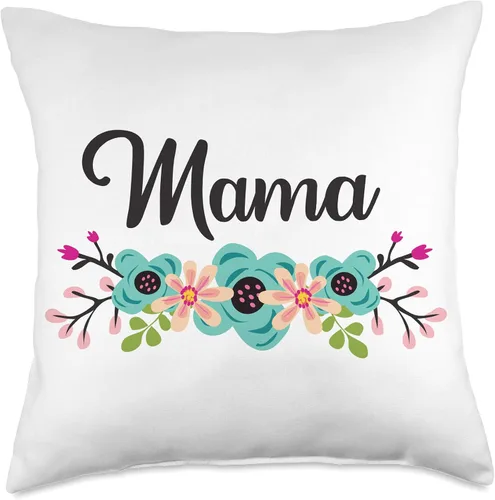 Vista 5 de Almohada para niños con texto en inglés "Mama Kids", diseño floral, 16.0 x 16.0 in, multicolor