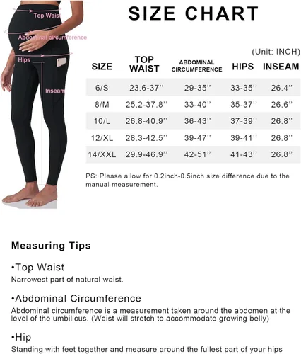 Vista 3 de POSHDIVAH Leggings de entrenamiento de maternidad para mujer sobre el vientre, pantalones de yoga con bolsillos, ropa deportiva suave, pantalones