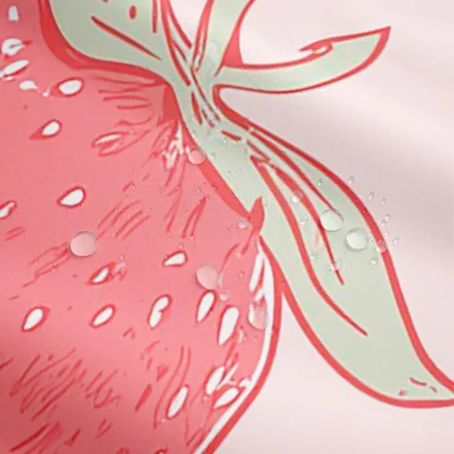 Vista 3 de Erosebridal Cortina de baño de fresa de 72 pulgadas de ancho x 72 pulgadas de largo, cortina de ducha rosa con fresas para niños, niñas y mujeres