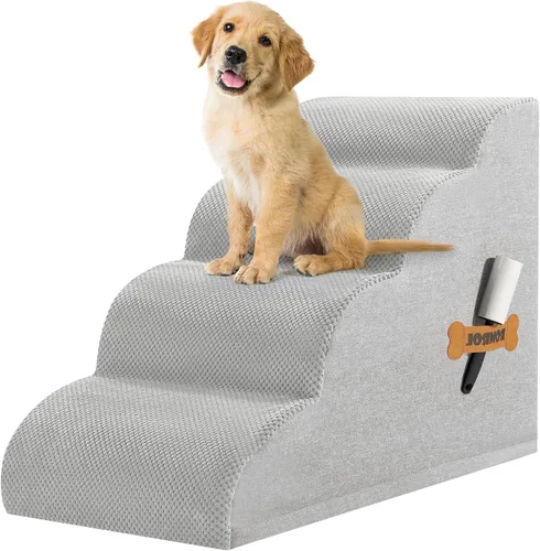Vista 11 de Escaleras para perros Romrol, rampa para camas y sofás, escalones extra anchos para mascotas con cubierta duradera impermeable y antideslizante