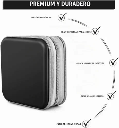 Vista 3 de Carpeta de CD/DVD de plástico duro con capacidad para 40 unidades Negro
