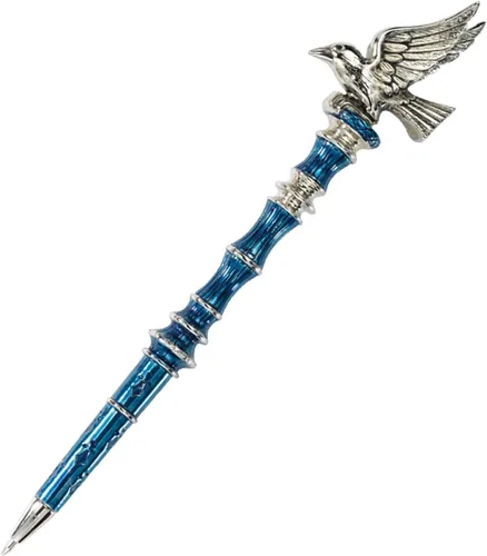 Vista 6 de The Noble Collection Harry Potter Ravenclaw - Bolígrafo chapado en plata, 8 pulgadas (8.3 in) rematado con la mascota Raven House de Ravenclaw