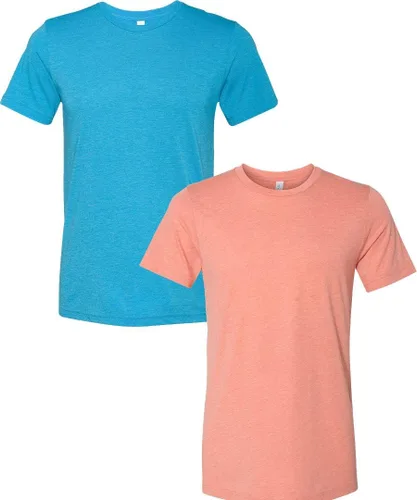 Vista 57 de Bella Canvas 3413c para hombre (1) Triblend verde + (1) Triblend rojo