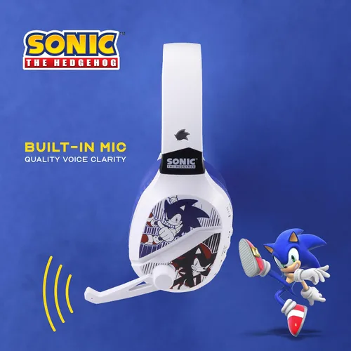 Vista 2 de Sonic The Hedgehog - Auriculares inalámbricos para juegos con Bluetooth, baja latencia, almohadillas acolchadas, micrófono Boom para PC, teléfono