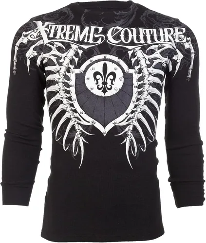 Vista 2 de Xtreme Couture by Affliction - Camisa térmica de manga larga para hombre VERTEBRAE, Negro