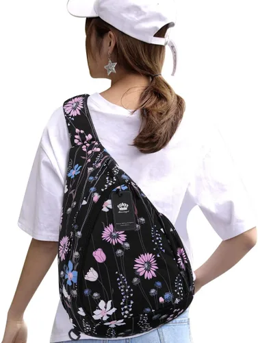 Vista 2 de HUA ANGEL Bolso bandolera, bolso cruzado de moda para el pecho, mochila de viaje, senderismo, gimnasio, mochila casual