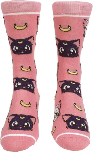 Vista 2 de Bioworld Sailor Moon Crystal Luna & Artemis - Calcetines para hombre, Rosado