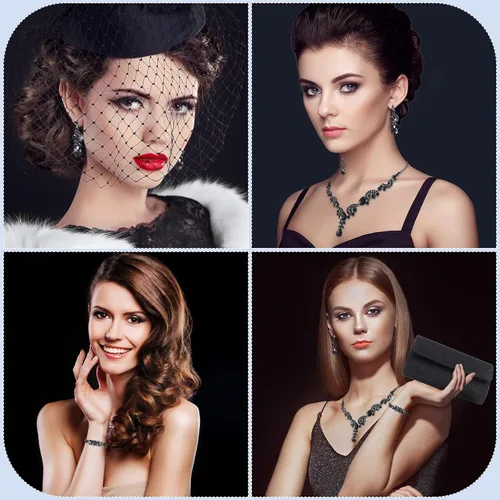 Vista 6 de Tiamon Juego de 5 piezas de joyas de diamantes de imitación, chales y envolturas formales para mujeres, vestidos de noche, bodas nupciales