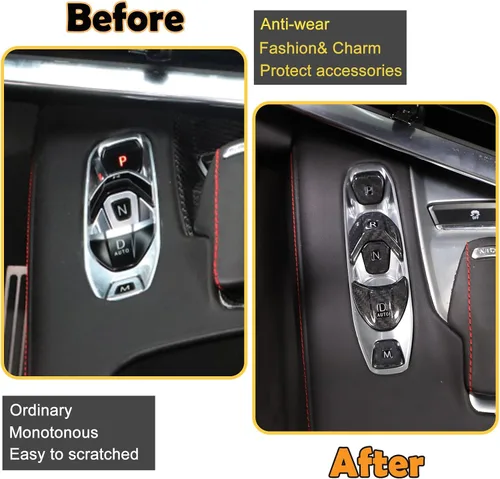 Vista 2 de CHEAYAR Cubierta de fibra de carbono para panel de palanca de cambios de consola compatible con Chevrolet Corvette C8 2020-2023, interior P D Auto M