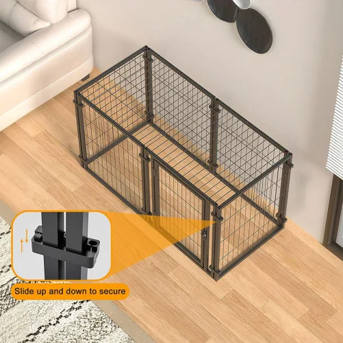 Vista 3 de Jaula para perros indestructible de alta resistencia de 47.2 pulgadas, jaula para perros de interior con puerta y parte superior abierta de metal