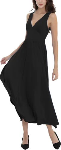Vista 3 de YIESIES Womens Sleeveless Deep V Neck Spaghetti Strap Backless Split Long Maxi Dress Evening Cocktail Party Dress