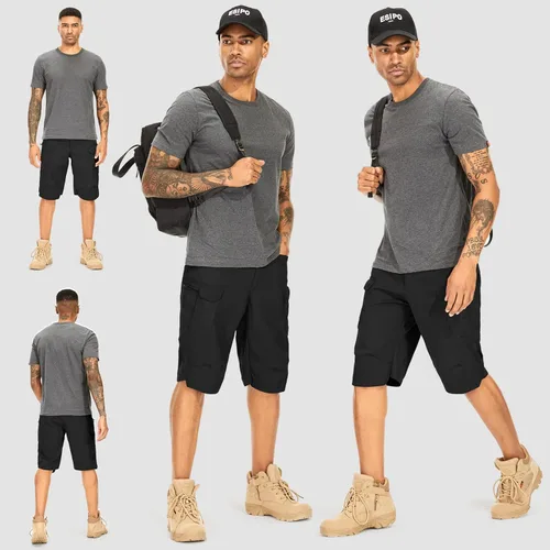 Vista 4 de Jessie Kidden Pantalones cortos tácticos para hombre, elásticos, para exteriores, resistentes al desgaste, rasgaduras, parada, trabajo, senderismo