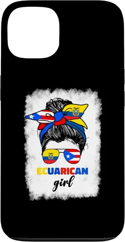Vista 7 de Funda para iPhone 16, mitad ecuatoriana y puertorriqueña Rico Ecuador Flag Girl Mix