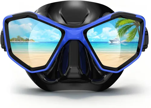 Vista 9 de Scuba Mask Adults, Snorkel Diving Mask, Freediving Mask, Snorkeling Gear Swimming Goggles HD Tempered Glass, Low-Volume Dive Mask with Nose Cover