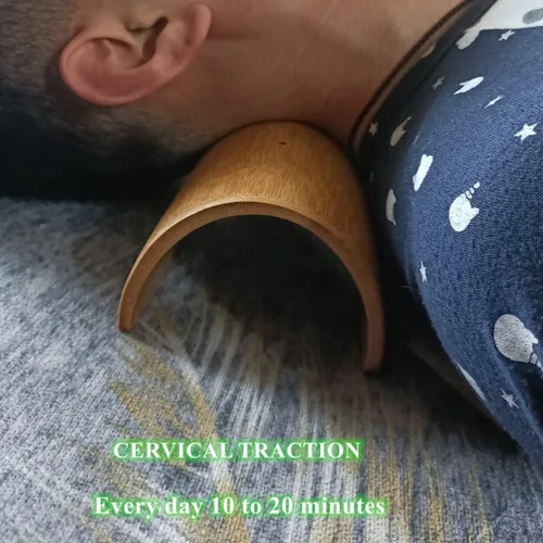Vista 6 de HJJKKH 1 almohada cervical de bambú para el cuello de sauna y 1 almohada de cintura de sauna de bambú para cuello rígido, dolor de hombro, salud