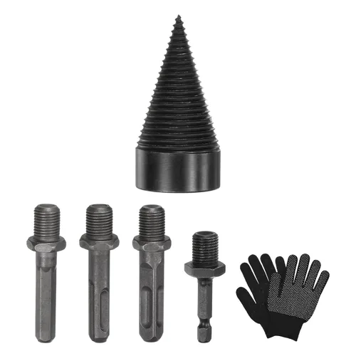 Vista 13 de M METERXITY Paquete de 1 broca divisora de madera de 1.260 in + 4 asas (cuadrada+redonda+vástago hexagonal+hexagonal pequeño) broca divisor de leña