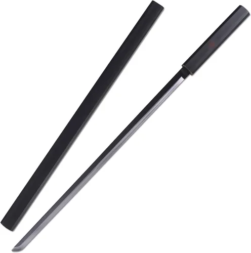 Vista 3 de Espada japonesa de anime Sasuke, espada samurái para cosplay, acero al carbono real, no afilada, Katana negra