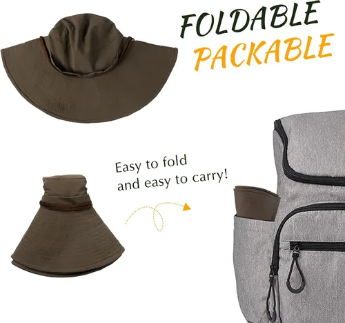 Vista 5 de Sombreros impermeables de ala ancha para mujer, protección UV UPF 50+, gorra de playa de verano al aire libre