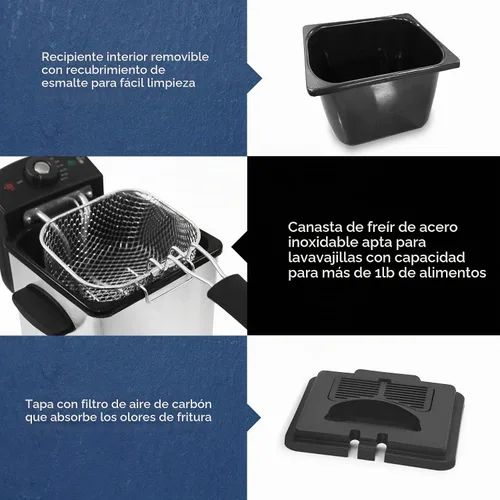 Vista 5 de [Usado] Elite Gourmet EDF-1607 Freidora de inmersión, 1.6 cuartos de galón, acero inoxidable